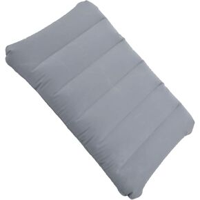 Ultralight Inflatable Camping Pillow Squared Flocked Fabric Air Pillow for Beach Hiking,Camping,Traveling,Napping,Desk Rest,Neck Lumbar Support Grey