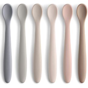 6-Piece Silicone Feeding Spoons for First Stage Baby and Infant, Soft-Tip Easy on Gums I Training Spoon | Baby Utensils Feeding Supplies, Dishwasher & Boil-proof