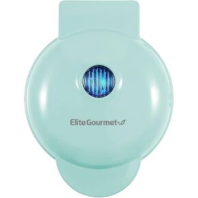 Elite Gourmet EWM015M# Electric Nonstick 4.5-inch Mini Waffle Maker, Belgian Waffles, Compact Design, Hash Browns, Keto, Snacks, Sandwich, Eggs, Easy to Clean, Mint