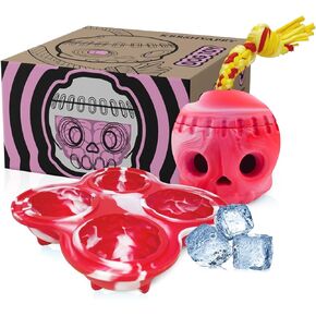 Freezbone Dog Popsicle Mold, Freezebone Fillable Dog Toys to Keep Them Busy, Skull Frozen Dog Treat Molds, Homemade Treat Frozen Dog Toy, Sturdy Safe, Easy Clean, Red and White Mix