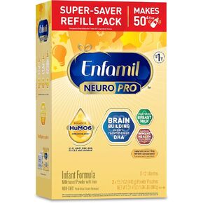 Enfamil NeuroPro Baby Formula, Infant Formula Nutrition, Triple Prebiotic Immune Blend, 2'FL HMO, & Expert-Recommended Omega-3 DHA, Perfect Choice for Baby Milk, Non-GMO, Refill Box, 31.4 Oz, 4 Count