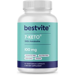BESTVITE 7-Keto 100mg DHEA (60 Vegetarian Capsules) - No Stearates