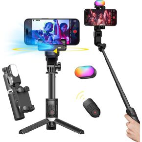 Gimbal Stabilizer for iPhone, Sefie Stick Tripod with Auto Face Tracking for TIK Tok YouTube Video Recording, 4 in 1 Gimbal Stabilizer with 360° Rotation for iPhone/Andriod -M1 Pro White in Kuwait