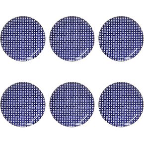 TotalEze Dinner Plates Set, Decorated Blue Gold, 10.5 inch, Set of 6, Serving Dish Set, Microwave Dishwasher Safe, Chip Resistant, porcelain stoneware, Scratch Resistant, Dinnerware Party Plates