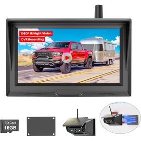 Magnetic Solar Wireless Backup Camera: 5" 1080P Recording Monitor Portable Truck Trailer Rear View Camera, 1Mins DIY Installation & Long Battery Life IR Night Vision RV Camera for Camper-S3
