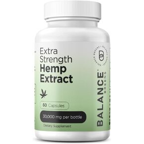 Balance Breens Hemp Extract Capsules 30,000 mg per Bottle- Natural Dietary Supplement Supports Brain Functions, Immune Support - Rich in Omega 3-6-9 Fatty Acids - 60 Capsules