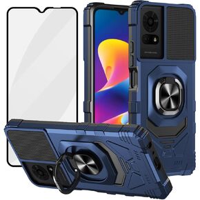 Ailiber for TCL K24 T434D Magnetic Case, TCL T434D Phone Case with Screen Protector, Ring Kickstand for Car Mount, Military Grade Shockproof Rugged Cell Phone Case for TCL K24/K23-Blue