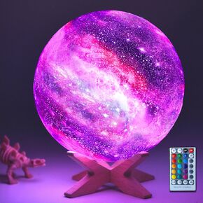 HYODREAM 3D طباعة القمر ضوء القمر ضوء الليل للأطفال 16 لون تغيير اللمس والتحكم عن بعد ضوء ستار كأفكار هدايا للأولاد أو البنات (6.9 بوصة)