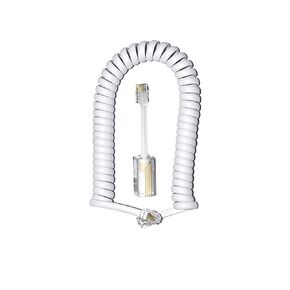 Phone Cord for Landline Handset Telephone, Tangle Free Coiled Wire White, RJ9 Cable and Detangler (2 Set)