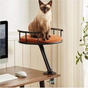 Cat Desk Bed - Mounted Desktop Cat Bed for Home Office, Indoor Cat Desk Perch, Apartment Elevated Cat Nest Accessories for Work, Essential Kitten Furniture Attachment(Black)
