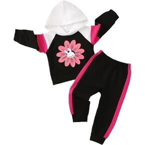 Mioglrie Baby Girl Clothes Toddler Girls Fall Winter Outfits Girls Hoodie Sweatshirt Pants Clothing Set 12M-4T