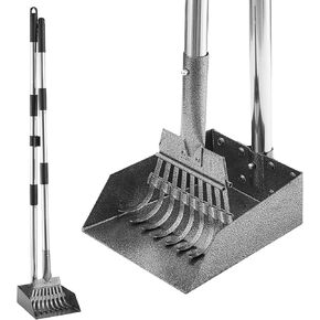 Pooper Scooper Adjustable Dog Pooper Scooper Tray and Rake Set Metal Pooper Scooper Dog Poop Scooper for Yard