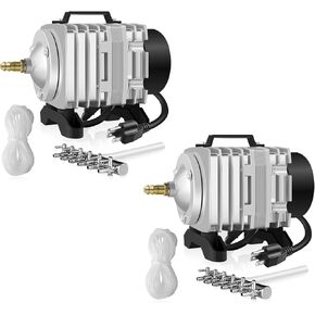 Simple Deluxe Air Pump with Adjustable Air Flow Outlets for Aquarium, Pond, Hydroponics Systems, Silver, 2 Pack