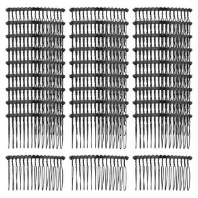 Lawie 30 Pack Bulk 15 Teeth Silver Gold Black Metal Side Hair Combs Wire Twist Slide Hair Clips Wedding Bridal Veil Combs Decorative Headpiece French Twist Updo Bun Holder Accessories for Women (Gold)