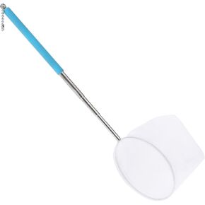Aquarium Tank Net Small Round Fishing Net Stainless Steel Fish Shrimp Skimming Net Extendable Handle Shrimp Net Round Debris Skimming Net Pond Net Fish Scooper Net for Aquarium Fish Tank Pond (Blue)