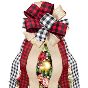 Christmas Tree Topper Wreath Bow Handmade Large Green Christmas Bow Tree Topper, 44"x13" Red Green Dot Bow for Xmas Ornament Holiday Home Decor in Saudi Arabia