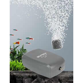 UPETTOOLS Electric Aquarium Air Pump 3W Powerful Fish Tank Air Pump with Stainess Steel Single Outlet Adjustable Oxygen Aerator Pump with Air Stone Bubbler for Fish Tank 20-100 Gallon