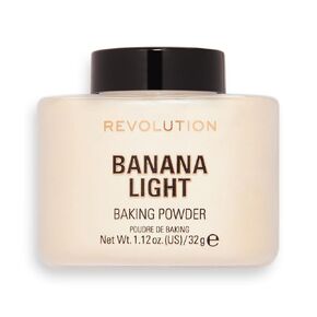 Makeup Revolution Loose Baking Powder, Make Up Setting Powder, Provides Long-lasting Coverage, Reduces Shine, For Medium To Dark Skin Tones, Banana Deep, 32g