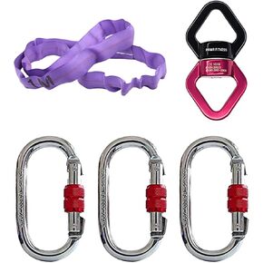 Aerial Ring Accessories for Hoop/Lyra (1*Round Sling+1*Swivel Connector+3*Screw-Lock Carabinrs)