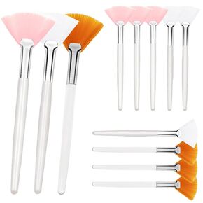 12 Pieces Fan-shaped Face Brushes Soft Makeup Mask Applicator Brushes Acid Facial Applicator Esthetician Brush Cosmetic Tools for Face Mask Skin Care Fan Brush for Mud Cream