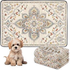 Washable Pee Pads for Dogs 2 Pack, 36" x 24" Reusable Puppy Pads, Super Absorbent Dog Pee Pads, Waterproof Bed Pads, Dog Crate Pad, Playpen Mat, Whelping Pads, Rugs, White Medallion