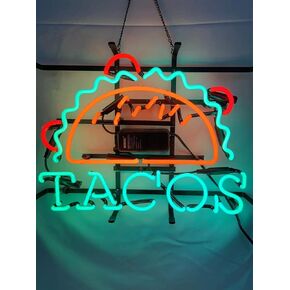 Neon Signs Tacos Real Glass Beer Bar Light Restaurant Shop Cafe Decor Handmade Artwork