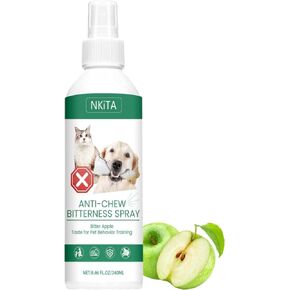 No Chew Spray for Dogs and Cats - 8 Fl Oz - Bitter Apple Spray to Keep Dogs from Chewing Things and Licking Paws - 2 in 1 Alcohol-Free Dog Training & Behavior Aids for Hot Spot and Furniture