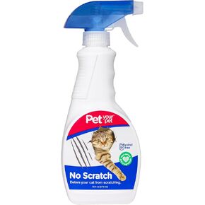 No Scratch Cat Deterrent Spray, 16 Fl Oz– Non-Toxic Cat Scratch Spray for Carpets and Furniture – Natural Cat Scratch Deterrent Spray – Indoor/Outdoor Anti-Scratch Keep Off Cat Spray