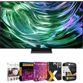 SAMSUNG QN55S90DAFXZA 55 Inch OLED 4K Smart TV 2024 Bundle with Tech Smart USA Premiere Movies Streaming 2020 Digital Download Card for PC and 1 YR CPS Enhanced Protection Pack