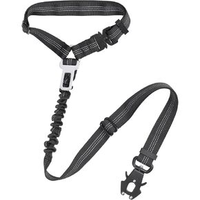 Dog Seat Belt Harness for Car, 3 in 1 Retractable Restraint Dog Car Leash, Adjustable Headrest Dog Car Safety Seat Belt Heavy Duty & Elastic Bungee Buffer for Small Medium Large Dogs Pets