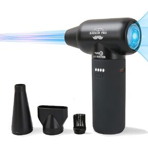Compressed Air Duster - Electric Duster for Hair Barber, 3 Gear Mini Portable Jet Dry Air Blower, Cordless Vacuum Cleaner, for PC, Office,Salon, Fan, Laptop, Keyboard, Car -Black