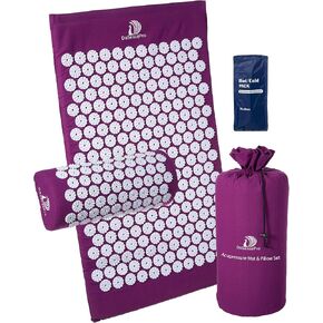 Acupressure Mat and Pillow Set with Hot/Cold Gel Pack - FSA/HSA Eligible Acupuncture Mat for Back, Neck, Head Pain, Relieve Sciatica, and Aches at Pressure Points - Natural Sleeping Aid by DoSensePro