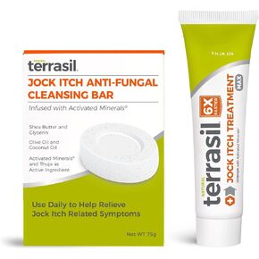 Jock Itch Treatment MAX 50gm Tube and Antifungal Cleansing Soap Kit - 6X Faster Relief with Natural Antifungal Ointment Treats Tinea Cruris Relieves Itch Irritation by Terrasil…