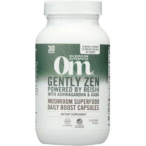 Om Mushroom Superfood Sleep Mushroom Capsules Superfood Supplement, 90 Count, 30 Days, Reishi, GABA, L-Theanine, Melatonin for Rest & Sleep Quality Superfood Supplement