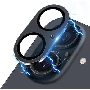 Compatible with iPhone 16 and 16 Plus Camera Lens Protector, Upgraded Anti-Scratch Tempered Glass Metal Camera Screen Protector Shockproof Full Protective Camera Lens Cover