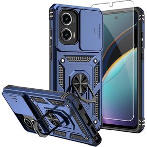 SMKY for Moto G Stylus 5G 2024 Case,with Screen Protectors and Camera Cover,16ft.Drop Tested Cover with Magnetic Kickstand Protective Case for Moto G Stylus 5G 2024, Red