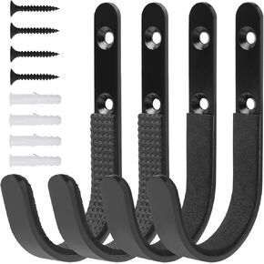 Gun Rack Wall Mount, Heavy Duty Steel Rifle Hooks for Shotguns, Rifles, and Archery Bows, Horizontal Storage Hangers with Soft Padding, 2 Pair