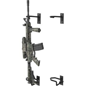 Gun Rack Wall Mount, Metal Shotgun Rack Indoor, Adjustable Rifle Storage Holder with Soft Padding, Vertical Gun Display Stand for Closet, Version Parallel to The Wall