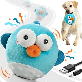 Interactive Dog Toys, Squeaky Dog Toys with Interactive Dog Ball, Rechargeable Crinkle Dog Chew Toys Pet Plush Toys for Small Medium Large Dog Toys to Keep Them Busy Jumping Music Mode(Chick)