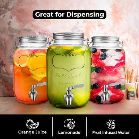 Cold Brew Mason Jar (128 oz) Iced Coffee Cold Brew Pitcher Home, 1 Gallon Cold Brew Coffee Maker for Brewing Ice Coffee and Tea, Cold Brew Glass Pitcher with Filter, Large Cold Brew Maker (Silver) in Kuwait
