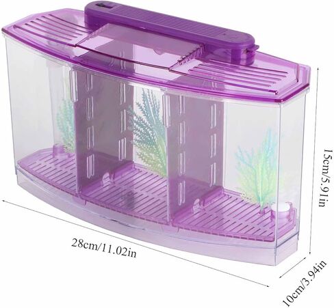 AYNEFY Mini Fish Breeding Box,Aquarium Fish LED Acrylic Three Divisions Small Fishes Isolation Incubator Breeding Hatchery for Guppy Shrimp Clownfish Fishes Betta(Blue) in Saudi Arabia