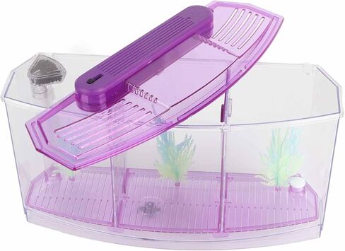 AYNEFY Mini Fish Breeding Box,Aquarium Fish LED Acrylic Three Divisions Small Fishes Isolation Incubator Breeding Hatchery for Guppy Shrimp Clownfish Fishes Betta(Blue) in Saudi Arabia