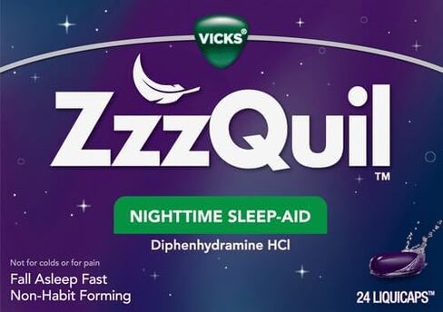 ZzzQuil, كبسولات سائلة للمساعدة على النوم أثناء الليل، 25 مجم ديفينهيدرامين حمض الهيدروكلوريك، العلامة التجارية رقم 1 للمساعدة على النوم، غير معتاد، منعش للاستيقاظ، 24 كبسولة سائلة in Saudi Arabia