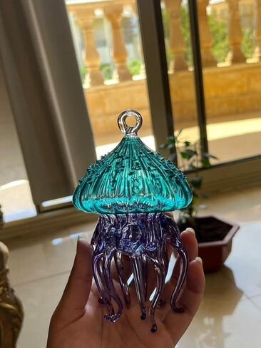 زينة عيد الميلاد قنديل البحر معلقة زينة عيد الميلاد لتزيين شجرة عيد الميلاد مع زجاج مضلع زخرفة عيد الميلاد المصرية المنفوخة يدويًا للعام الجديد بارتفاع 7.4 سم in Kuwait