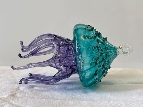 زينة عيد الميلاد قنديل البحر معلقة زينة عيد الميلاد لتزيين شجرة عيد الميلاد مع زجاج مضلع زخرفة عيد الميلاد المصرية المنفوخة يدويًا للعام الجديد بارتفاع 7.4 سم in Kuwait