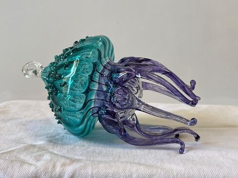 زينة عيد الميلاد قنديل البحر معلقة زينة عيد الميلاد لتزيين شجرة عيد الميلاد مع زجاج مضلع زخرفة عيد الميلاد المصرية المنفوخة يدويًا للعام الجديد بارتفاع 7.4 سم in Kuwait