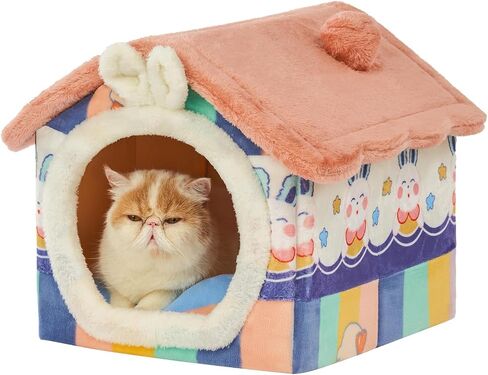 Jiupety Cute Small Dog House Indoor, Foldable Dog House Kennel Bed Mat with Cushion, L Size Dog Tent Up to 31 lbs Dog, Dog Cave Bed with Non-Slip Bottom, Grey in Saudi Arabia