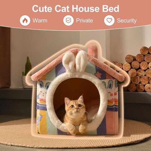 Jiupety Cute Small Dog House Indoor, Foldable Dog House Kennel Bed Mat with Cushion, L Size Dog Tent Up to 31 lbs Dog, Dog Cave Bed with Non-Slip Bottom, Grey in Saudi Arabia