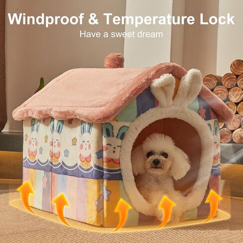 Jiupety Cute Small Dog House Indoor, Foldable Dog House Kennel Bed Mat with Cushion, L Size Dog Tent Up to 31 lbs Dog, Dog Cave Bed with Non-Slip Bottom, Grey in Saudi Arabia