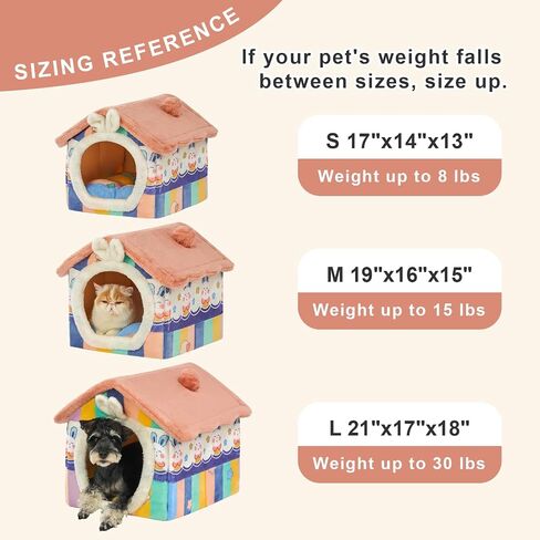 Jiupety Cute Small Dog House Indoor, Foldable Dog House Kennel Bed Mat with Cushion, L Size Dog Tent Up to 31 lbs Dog, Dog Cave Bed with Non-Slip Bottom, Grey in Saudi Arabia